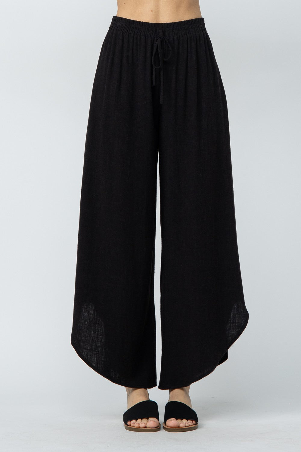 Linen Curved Hem Pants