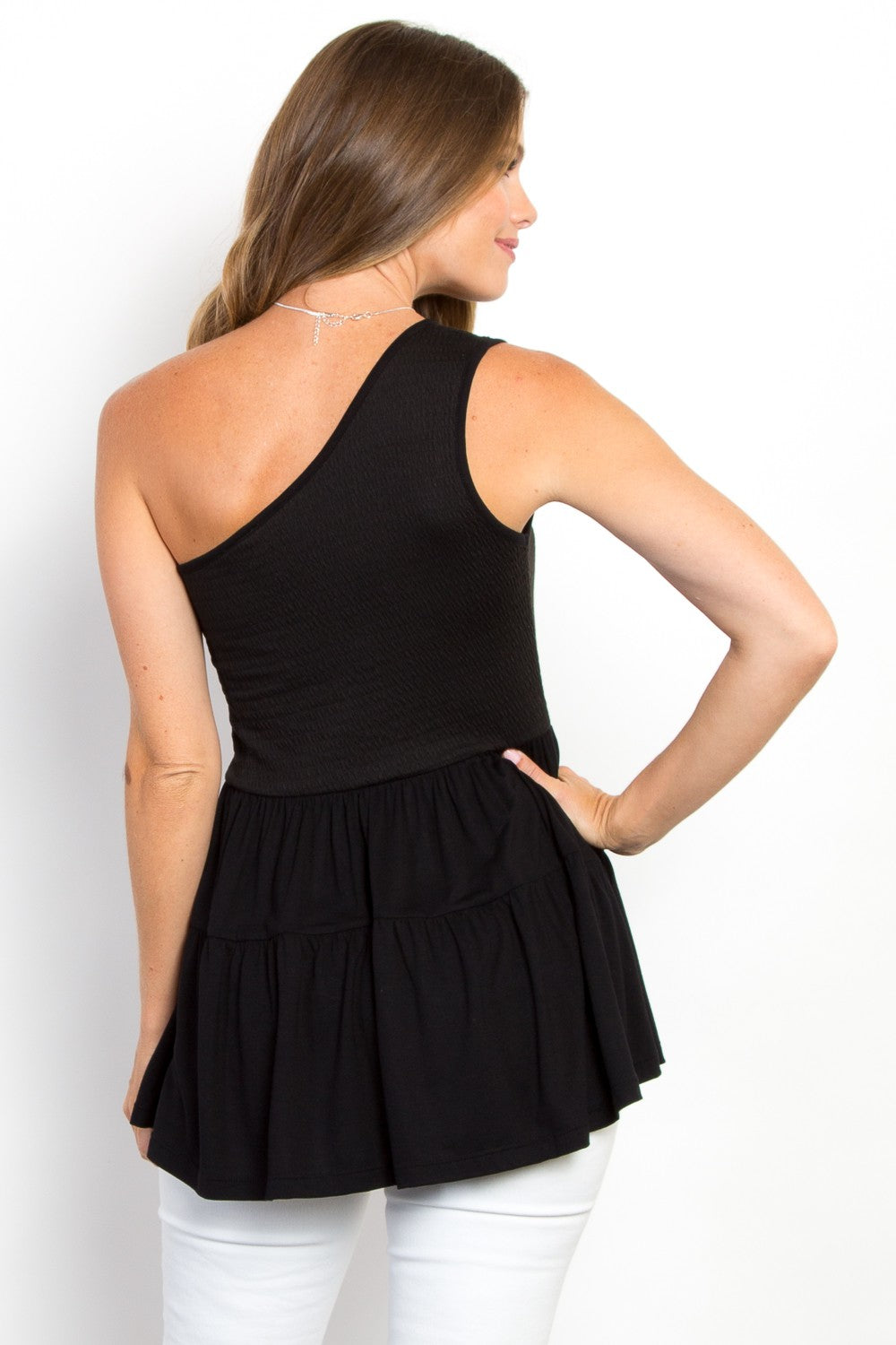 One Shoulder Tiered Top