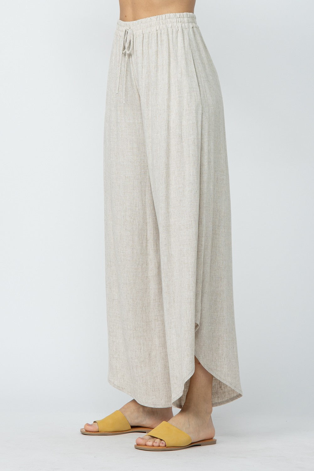 Linen Curved Hem Pants